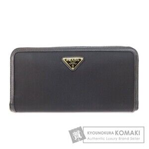 Prada Logo Plate Long Wallet Nylon